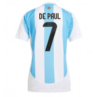 Camiseta Argentina Rodrigo De Paul #7 Primera Equipación Replica Copa America 2024 para mujer mangas cortas